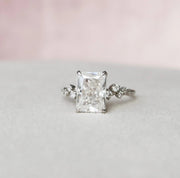 3.50 CT Radiant Cut Hidden Halo Moissanite Engagement Ring Mapple Gems
